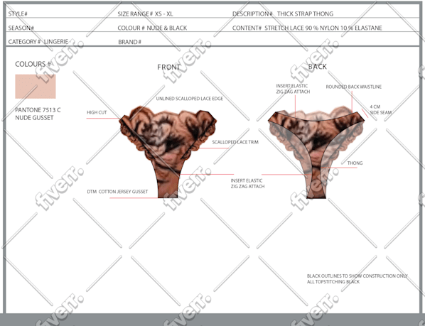 Design Lingerie Loungewear Sleepwear Advanced Tech Packs By Anacollection Fiverr